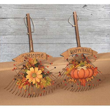 Metal Hanging Harvest Floral Rake, 24